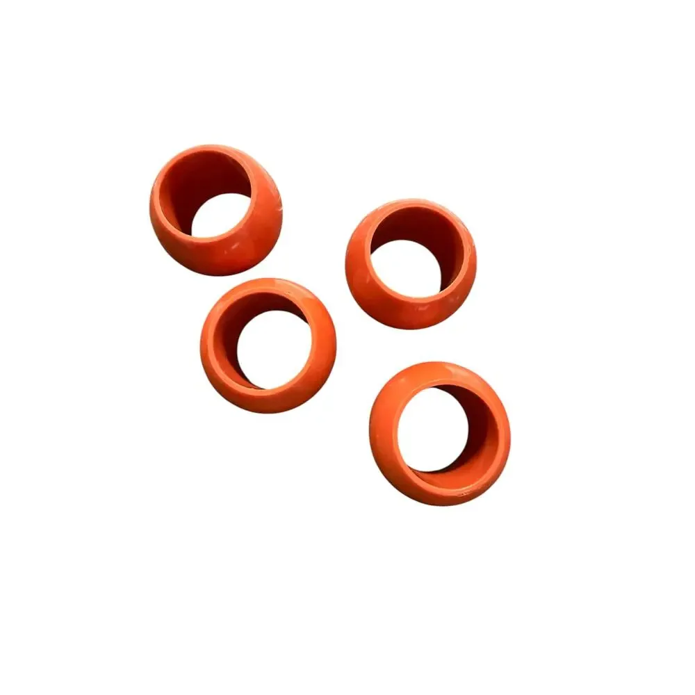 Vintage Bakelite Napkin Rings Set of 4 Orange Red Chunky Mid Century Modern